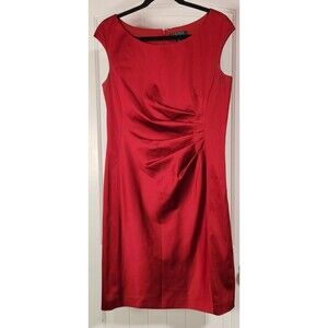 Lauren Ralph Lauren Ruby Red Satin Cocktail Party Dress Size 12 Event Holiday
